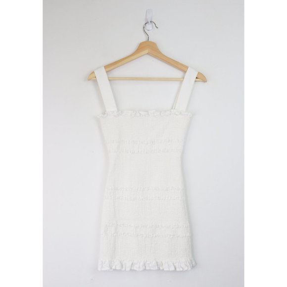 Capulet Viviane Mini Dress Smocked Sleeveless Square Neck White Linen XS X Small - Picture 7 of 8